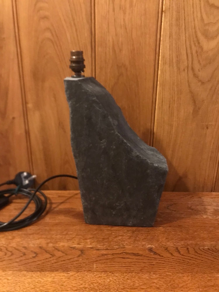 Grey natural Welsh slate lamp. 30cm high (ref2393)