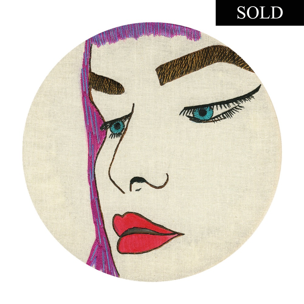 SOLD Pink Hair Original Hand Embroidery