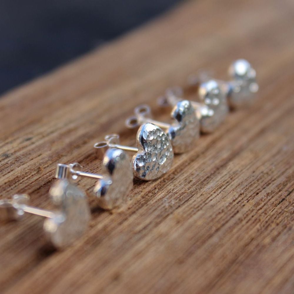 Hammered Heart Stud Earrings (medium)