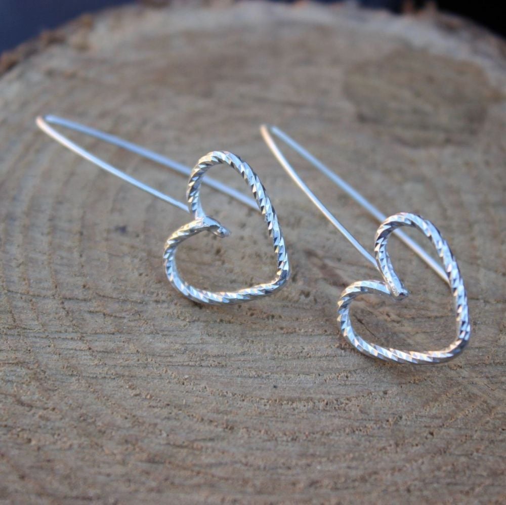 Diamond Twist Heart Drop Earrings