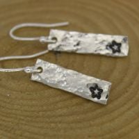 Hammered Drop Earrings, Hand stamped with a Star