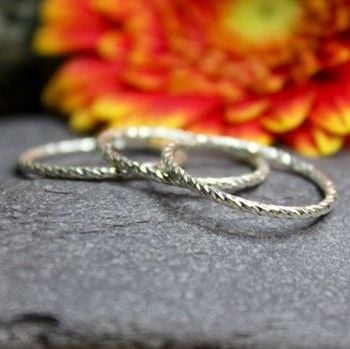 Twisted Diamond Cut Stacking Rings, set of three
