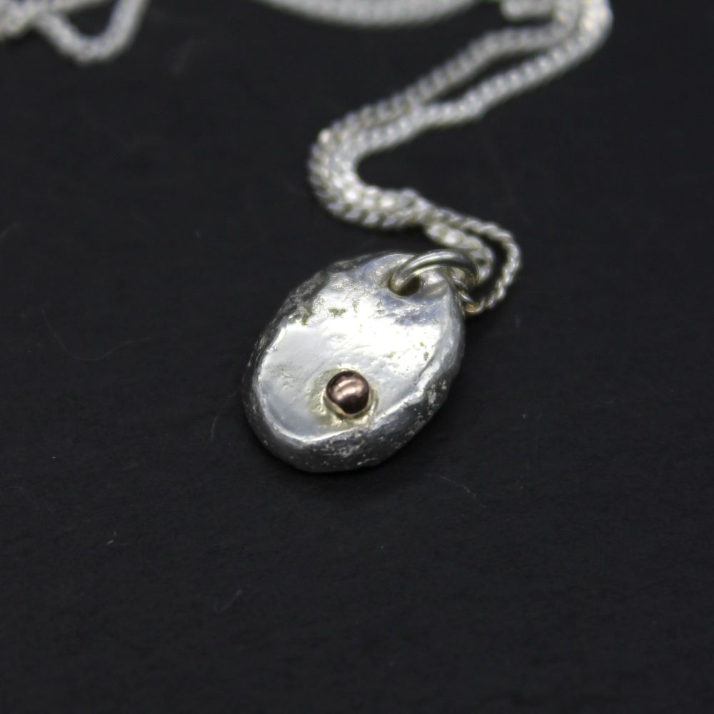 Rolled Nugget Pendant Embellished with 9k Gold Ball (baby)