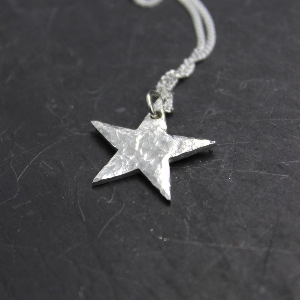 Hammered Star Necklace - personalised on the back