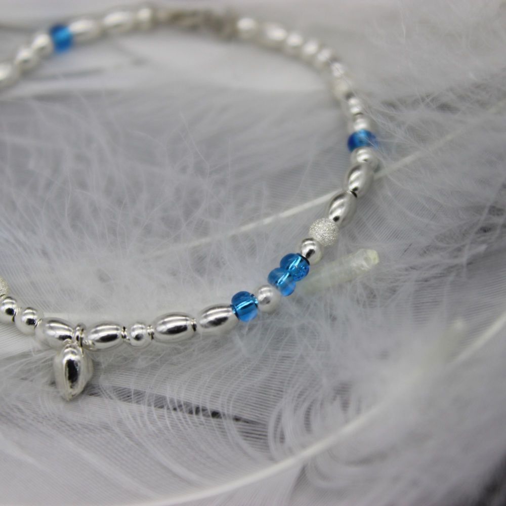 Baby Bea - sterling silver & turquoise seed beads