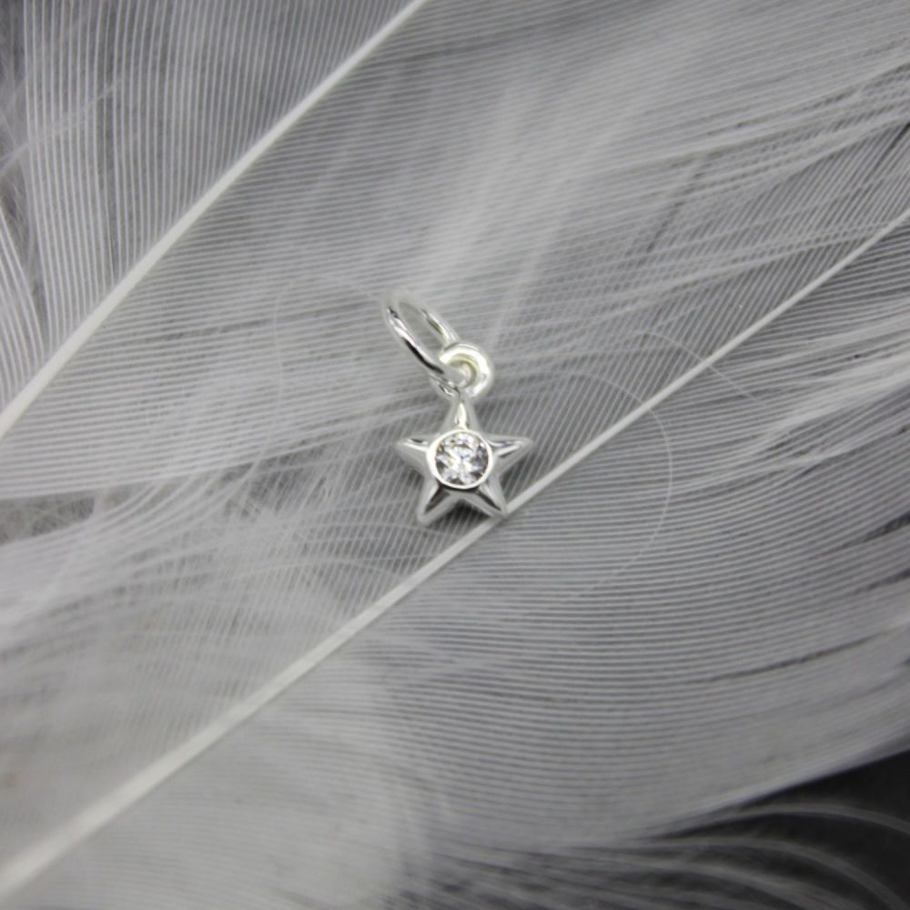 Puffed Star Charm with Zirconia Centre