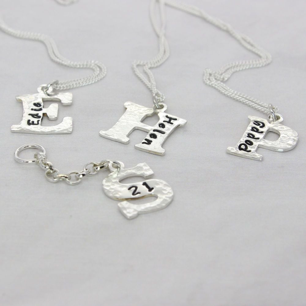 Hammered Initial Necklace