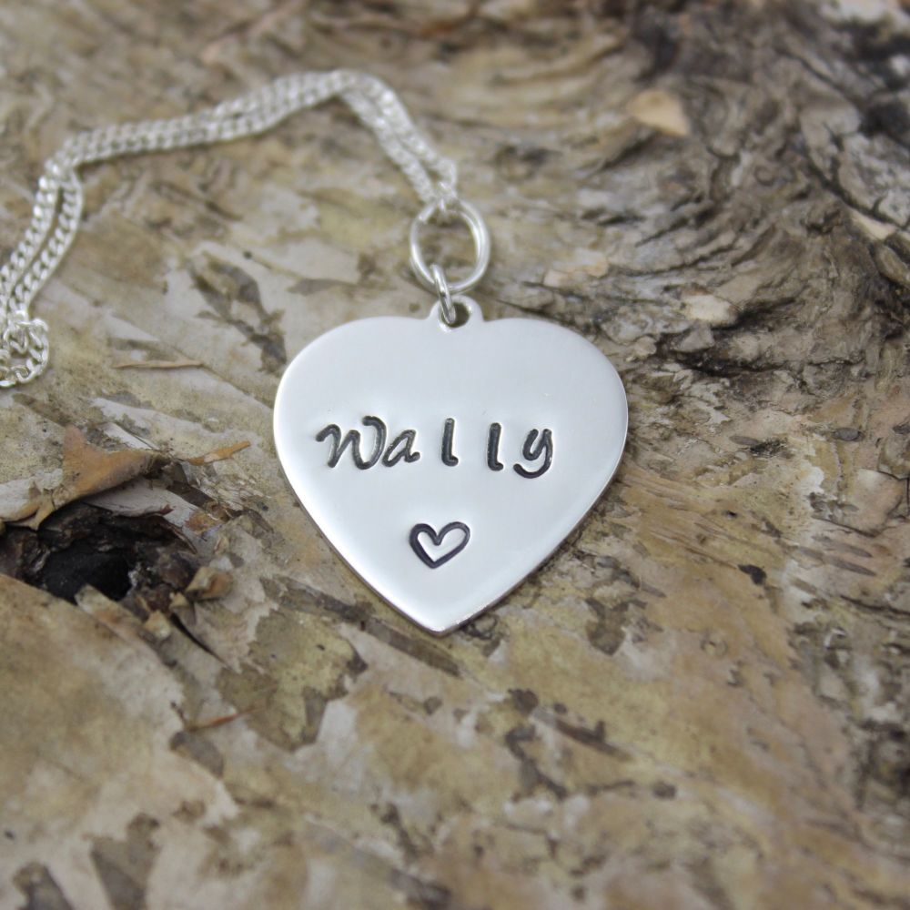 Personalised Sterling Silver Curvy Heart Necklace