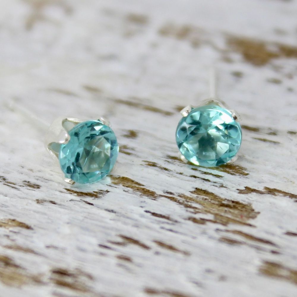 Ocean Blue Apatite Faceted Earrings