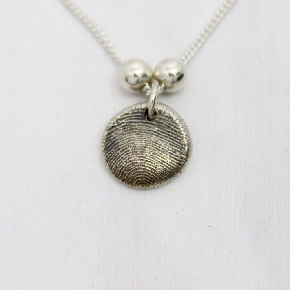 Fingerprint Bubble Necklace with Sterling Silver Spacers - one print