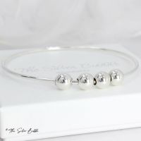 Fidget Bangle with Four Silver Balls - 2mm