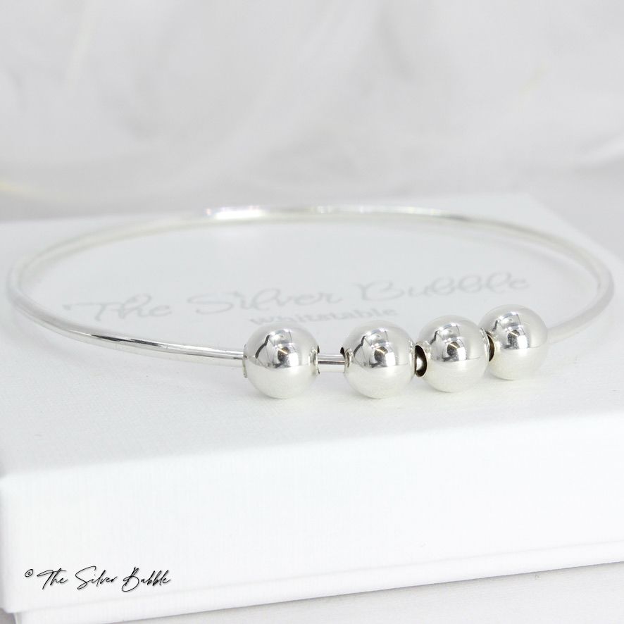 Fidget Bangle with Four Silver Balls - 2mm