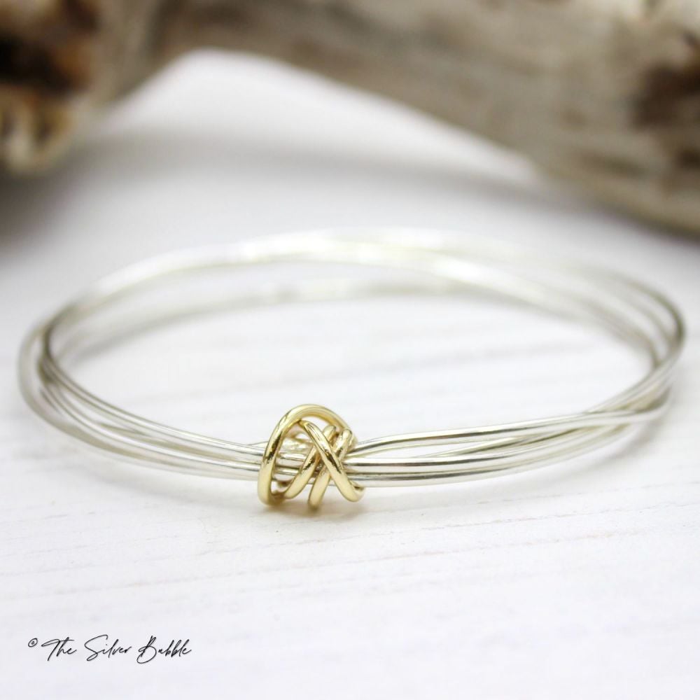 Twisted Halo Bangle with 9ct Gold Twist