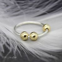 Fidget/Worry/Anxiety Ring - Silver Band/Gold Balls