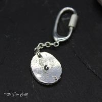 Rolled Nugget Keyring with sterling silver ring - personalised