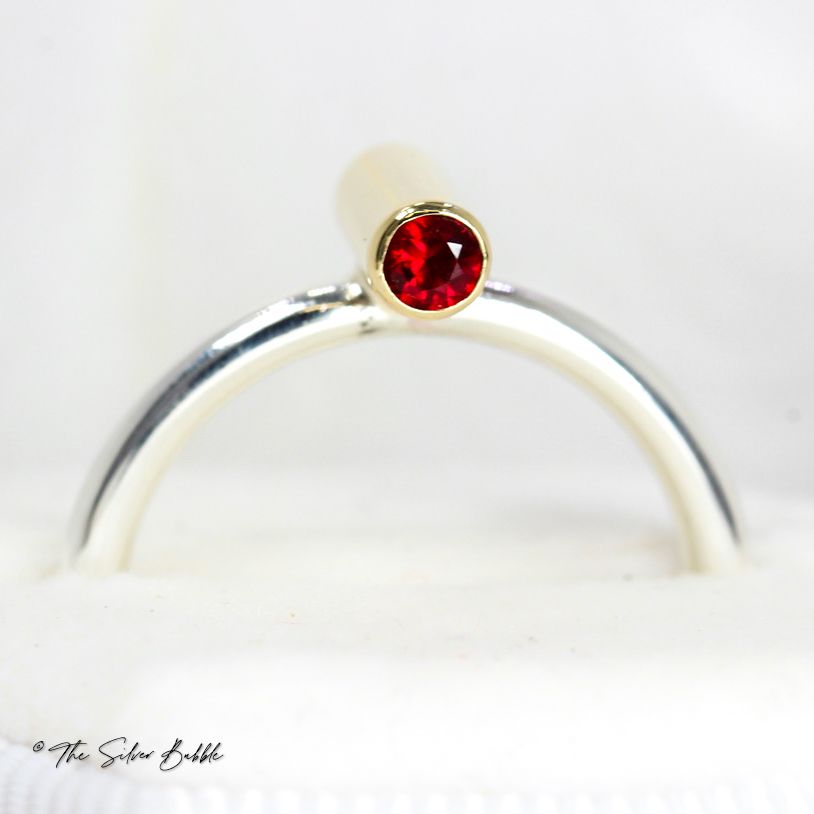 Life in Balance - Silver & Gold Ring with Ruby & Sapphire