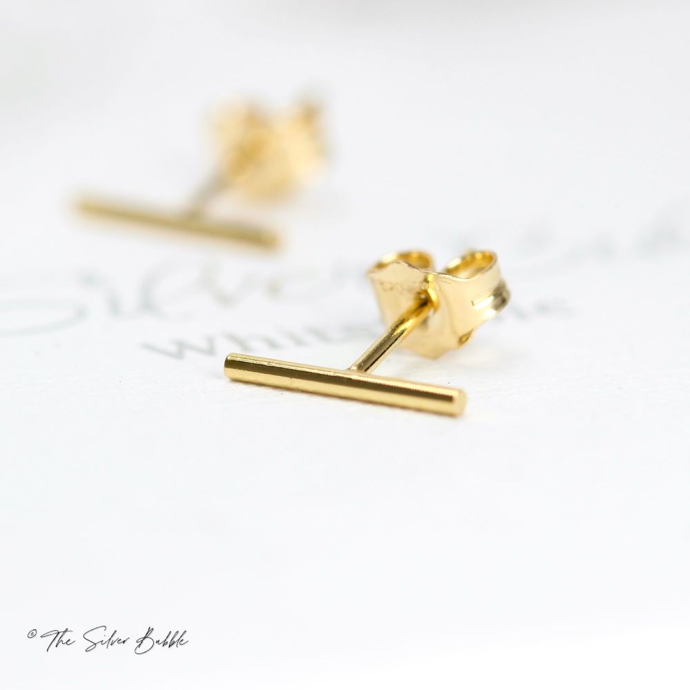Bar None Stud Earrings - Gold Filled