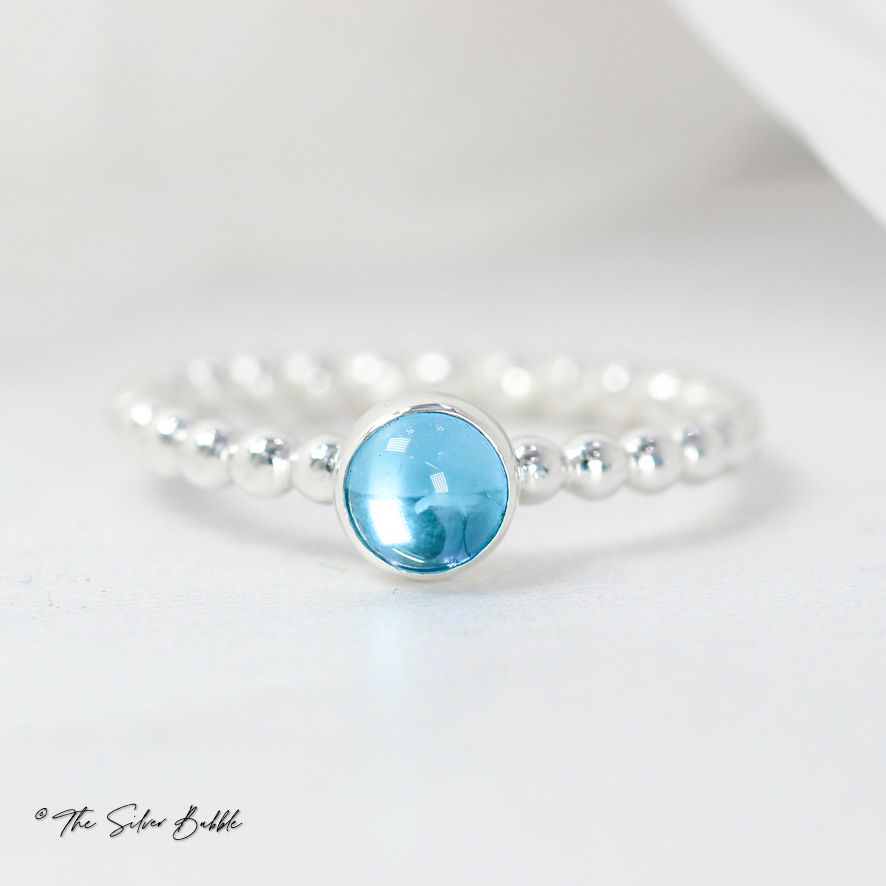 Swiss Blue Topaz Bubble Stacking Ring