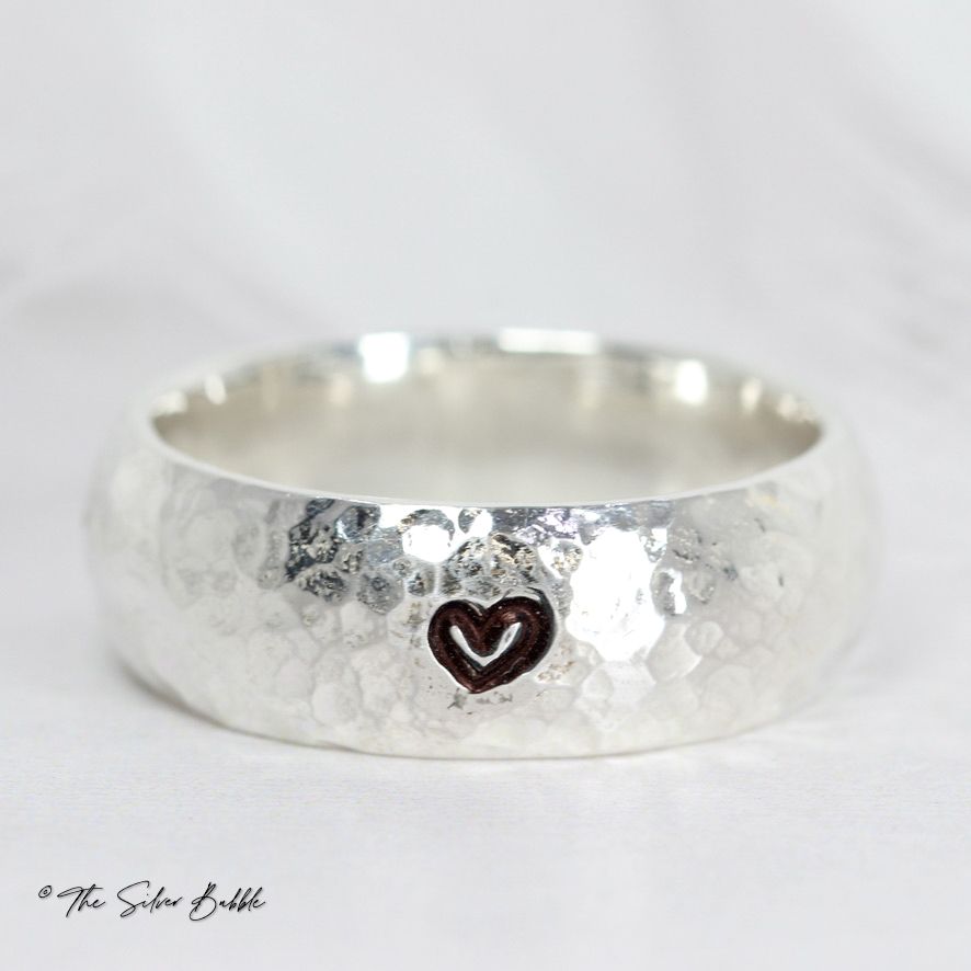 Hammered Band - Heart 8mm