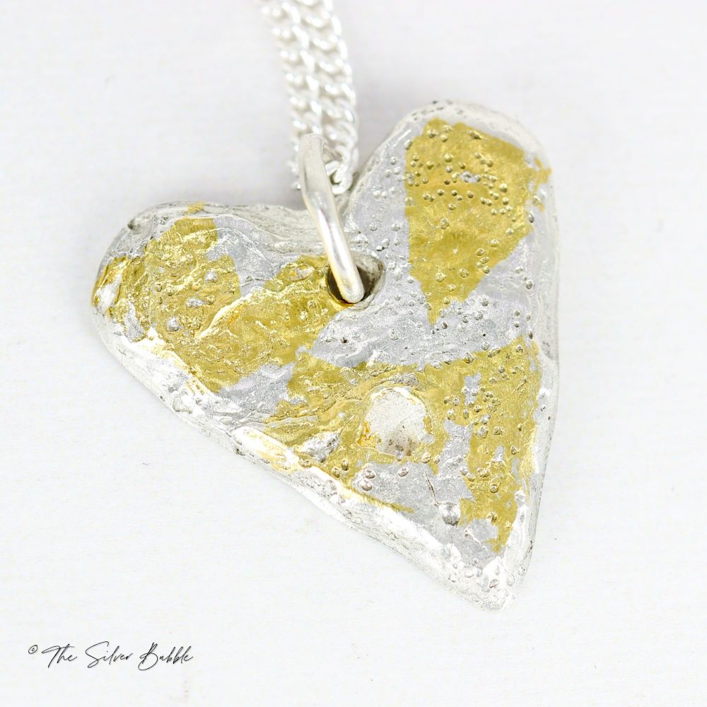 Ripple Heart Necklace with 24k Gold