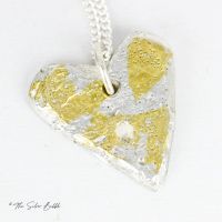 Ripple Heart Necklace with 24k Gold