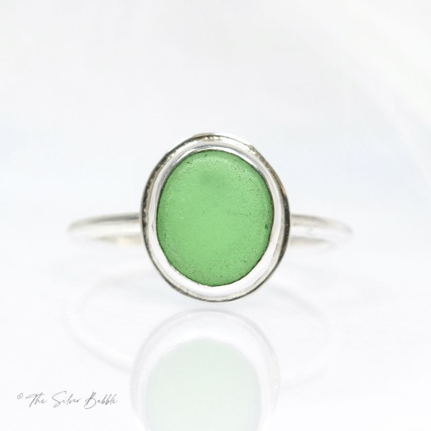 Sea Glass Ring - Apple Green - size L