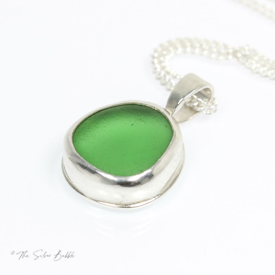 Sea Glass Necklace - Apple Green