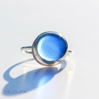Sea Glass Ring - Cobalt Blue - size L