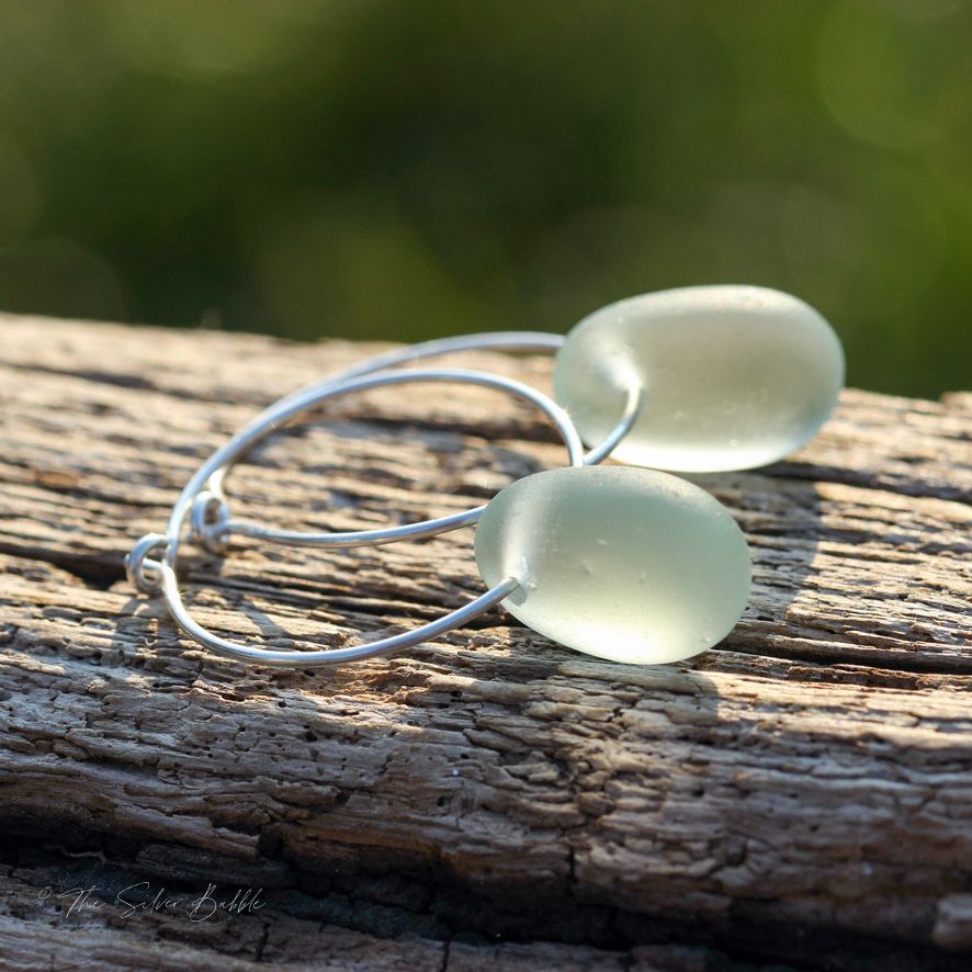 Hoop Earrings - Clear Sea Glass