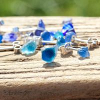 Singlies Sea Glass Chip Stud Earrings - Blue