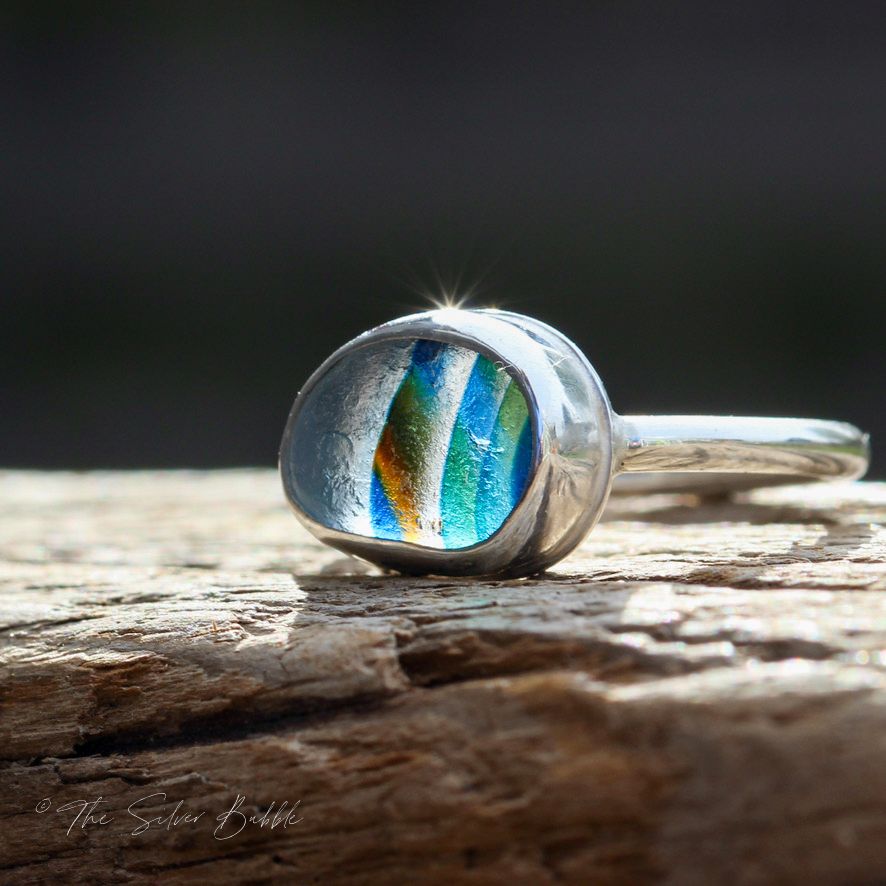 Sea Glass Ring - Multi Colour - size N