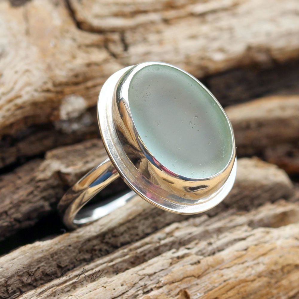 Sea Glass Ring - Pale Aqua