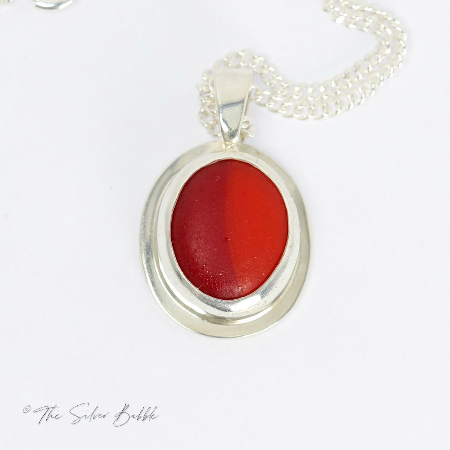 Necklace - Red/Orange Sea Glass