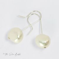 Pearl Drop Earrings - freshwater, irregular white potato pearls