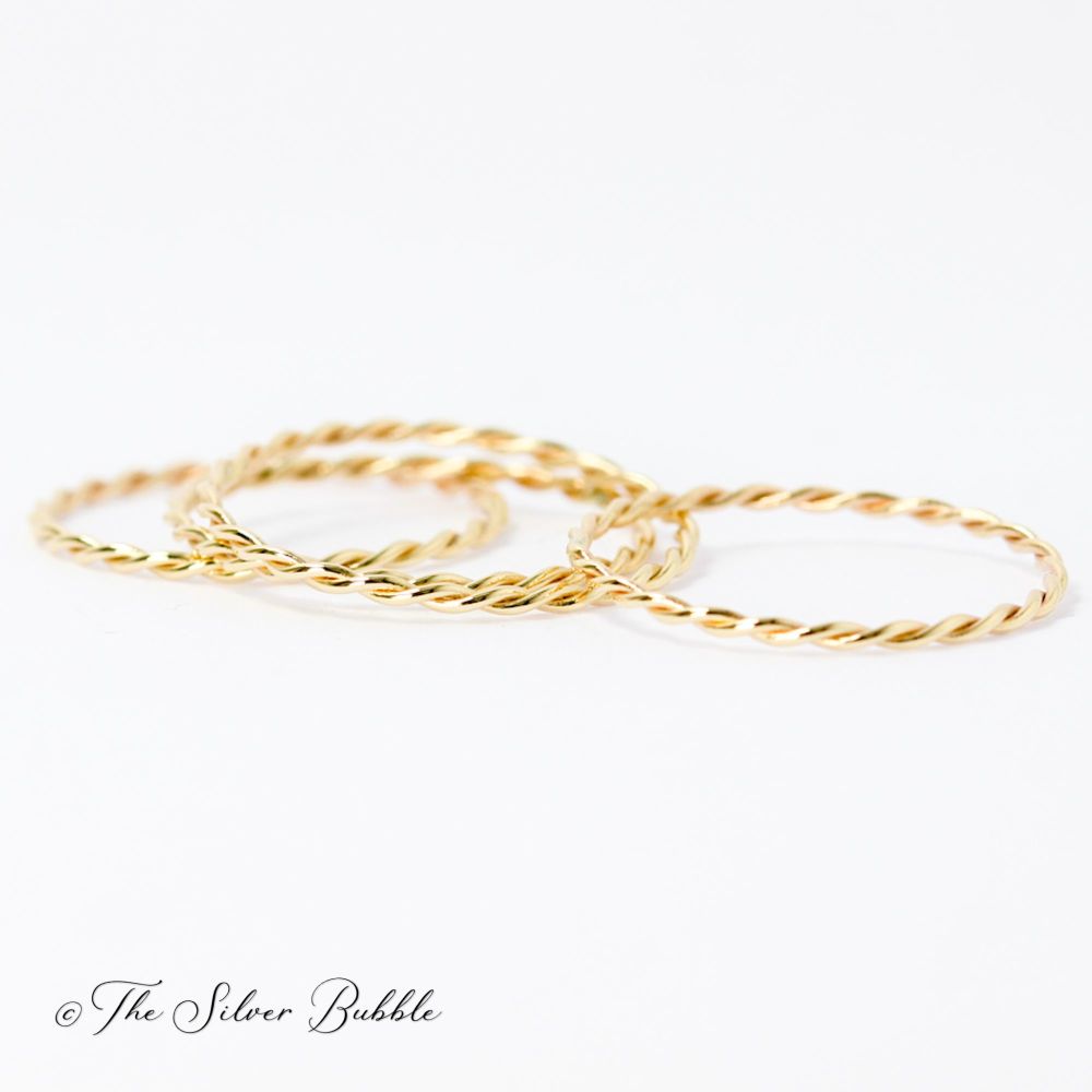 Thin Gold Twist Ring - 9ct gold