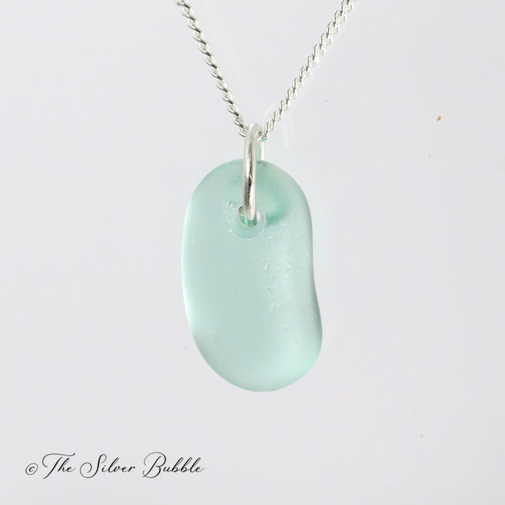 Necklace - Aqua Sea Glass with sterling silver wrap
