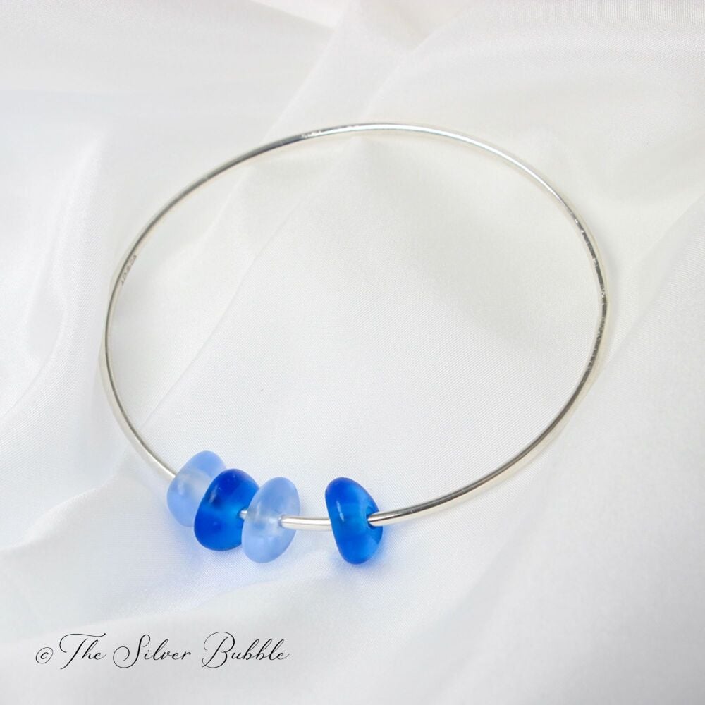 Sea Glass Bangle - Blue