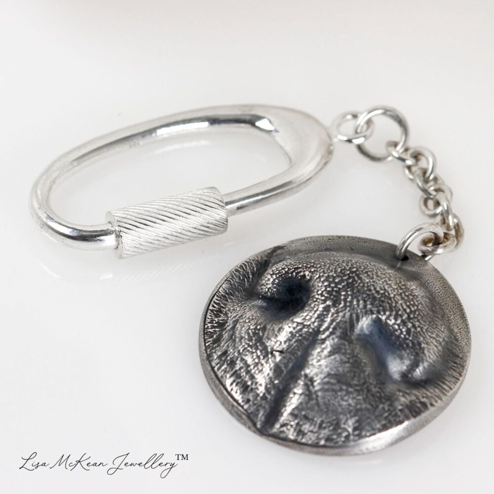 Silver Dog Nose Print Keyring