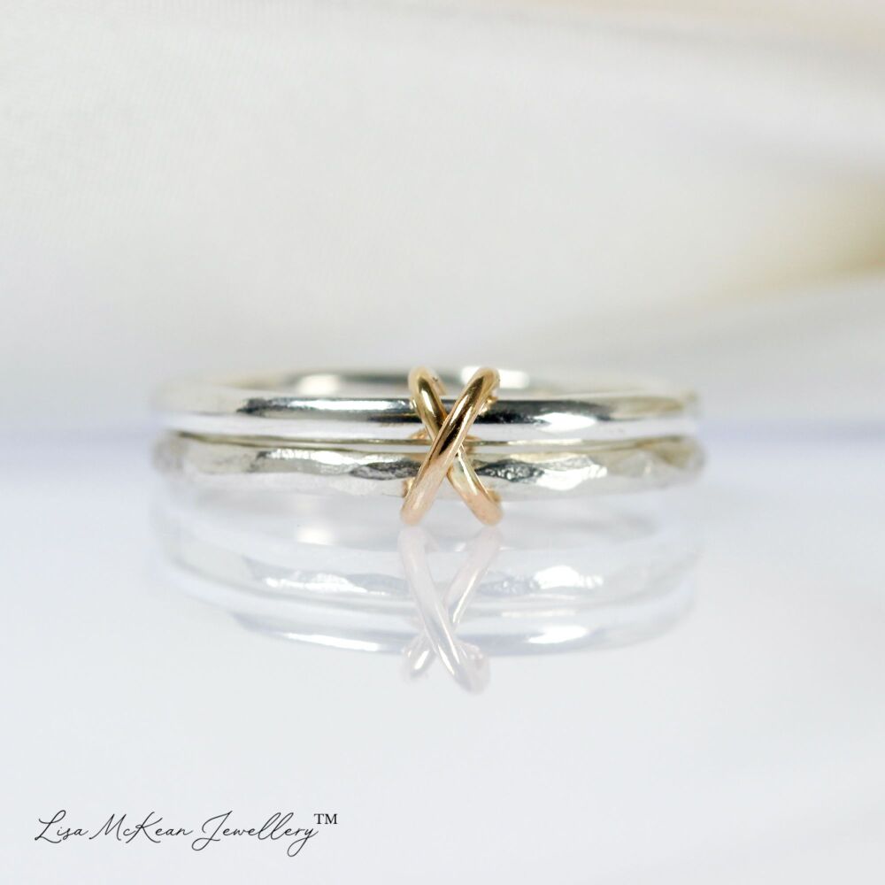 Kinetic Kiss Ring - Sterling Silver and Rolled Gold Fidget Ring