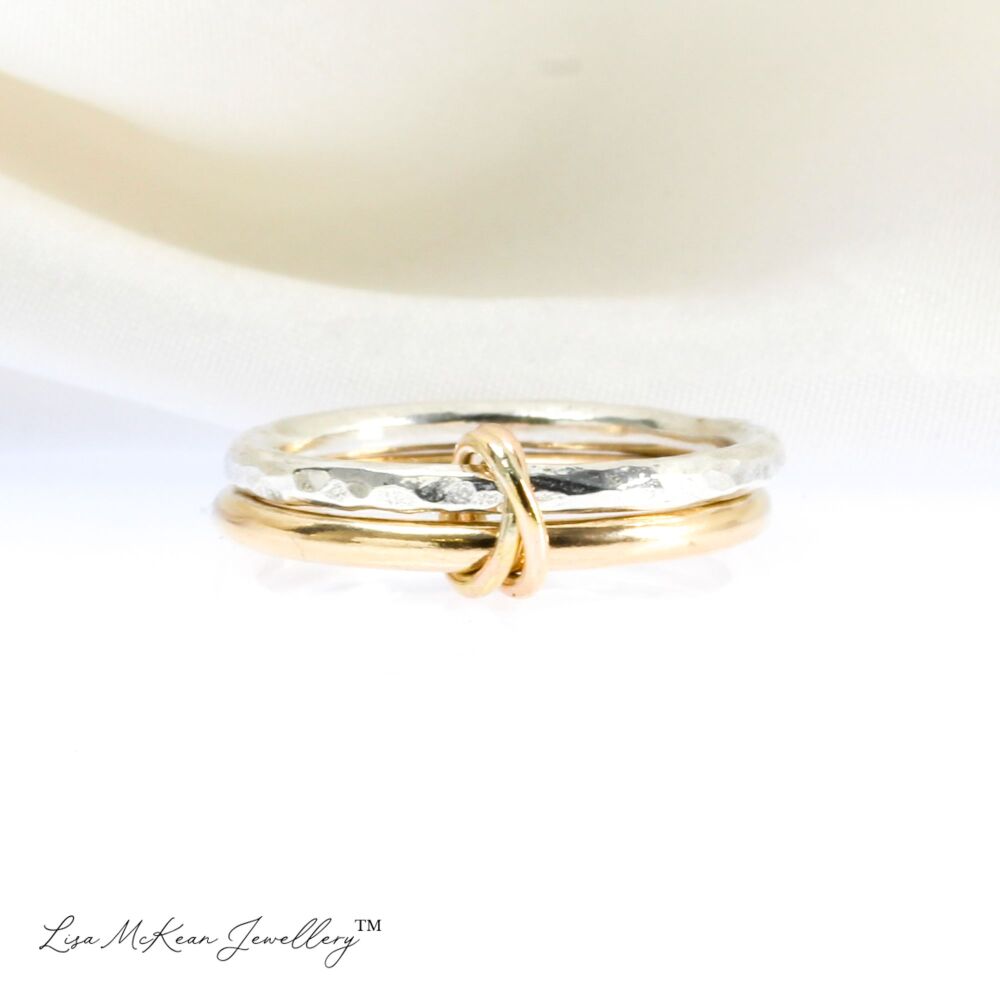 Kinetic Kiss Ring - Sterling Silver and Rolled Gold Fidget Ring