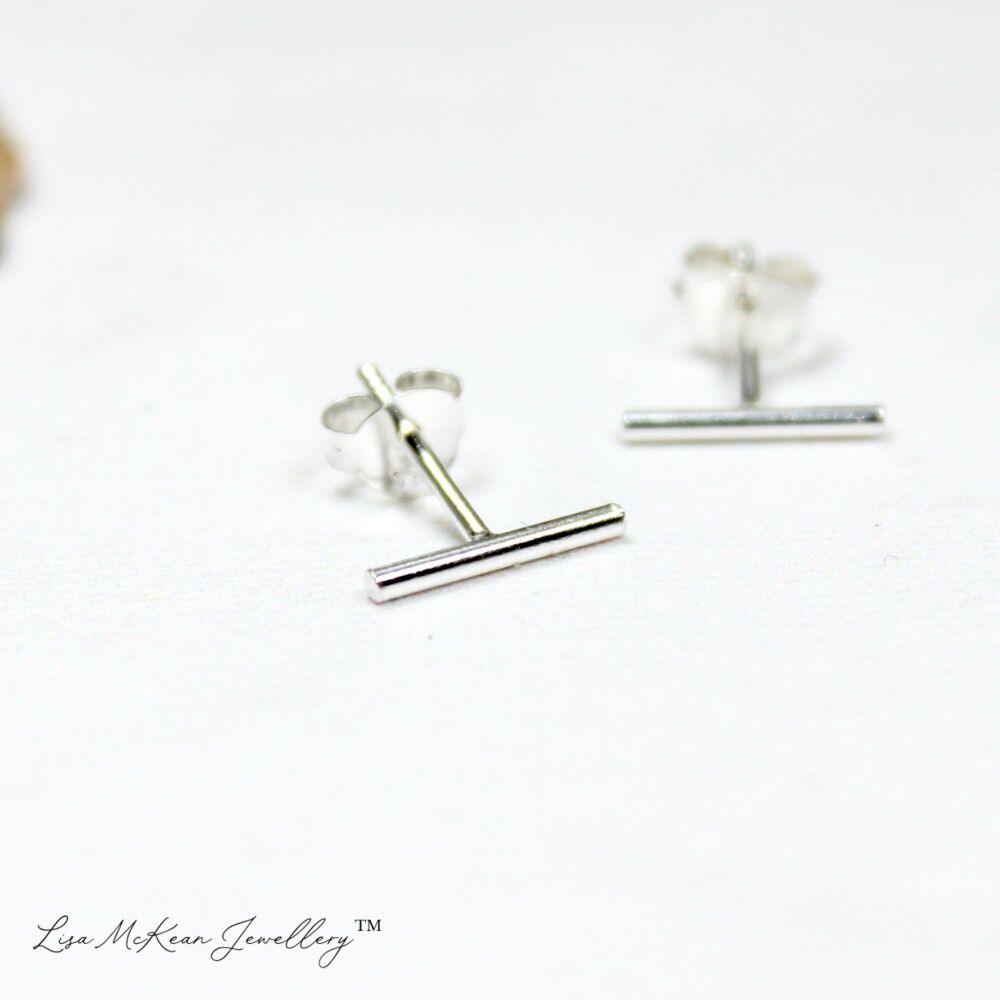 Bar None Stud Earrings - Sterling Silver