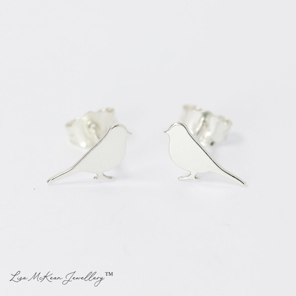 Flat Bird Stud Earrings