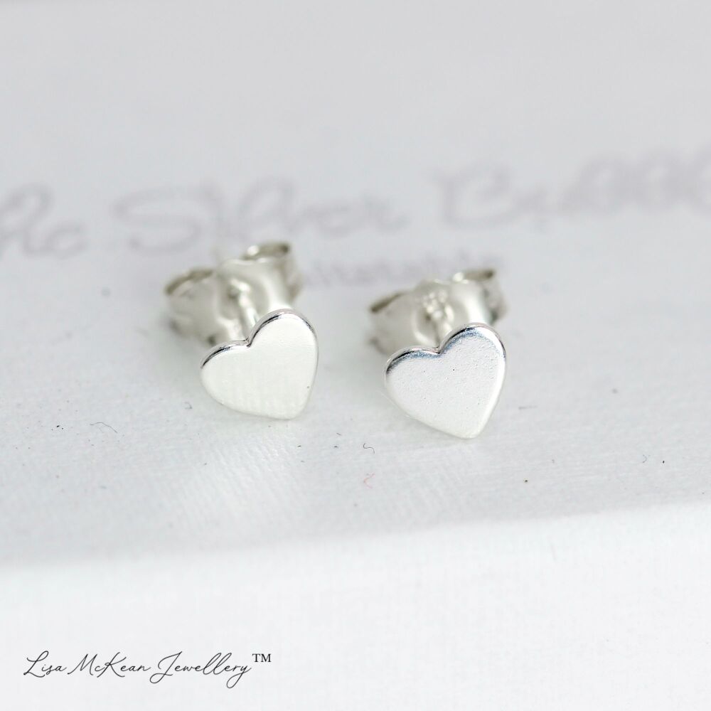 Flat Heart Stud Earrings