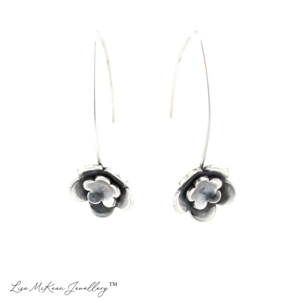 Flower Long Drop Earrings