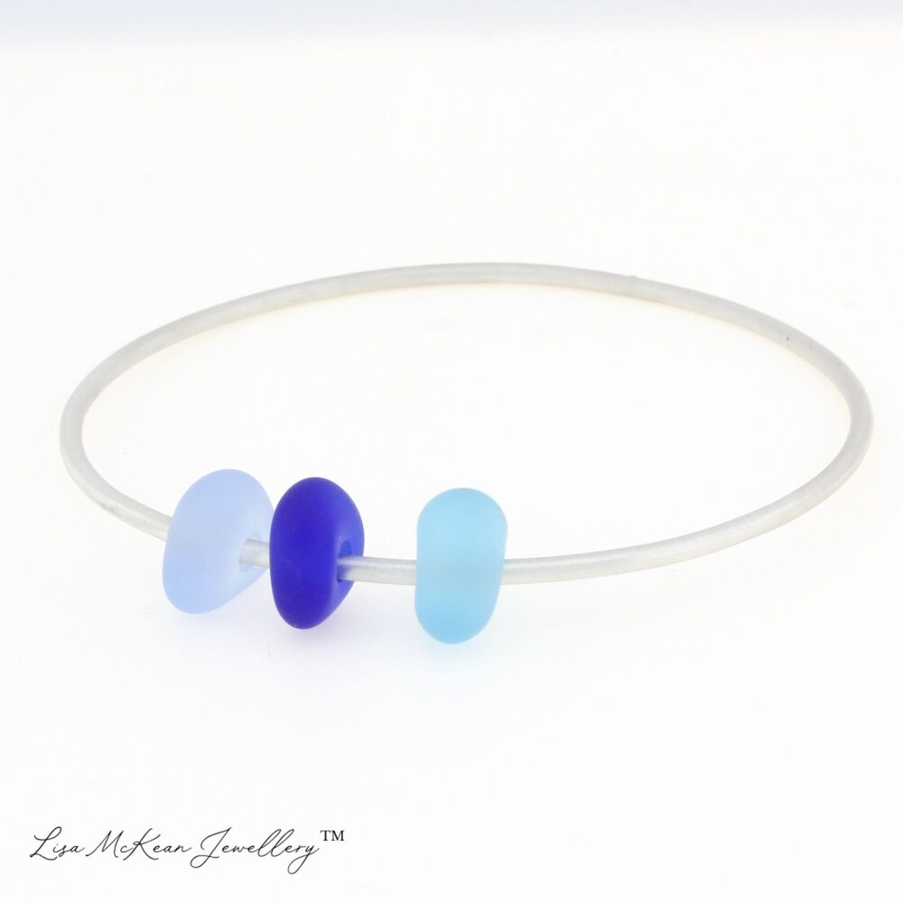 Sea Glass Bangle - Blue