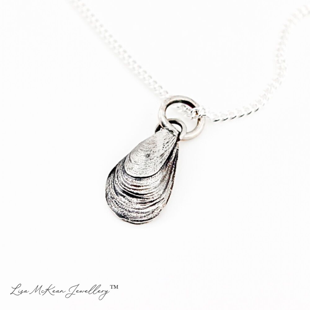 Small Mussel Shell Necklace - Sterling Silver