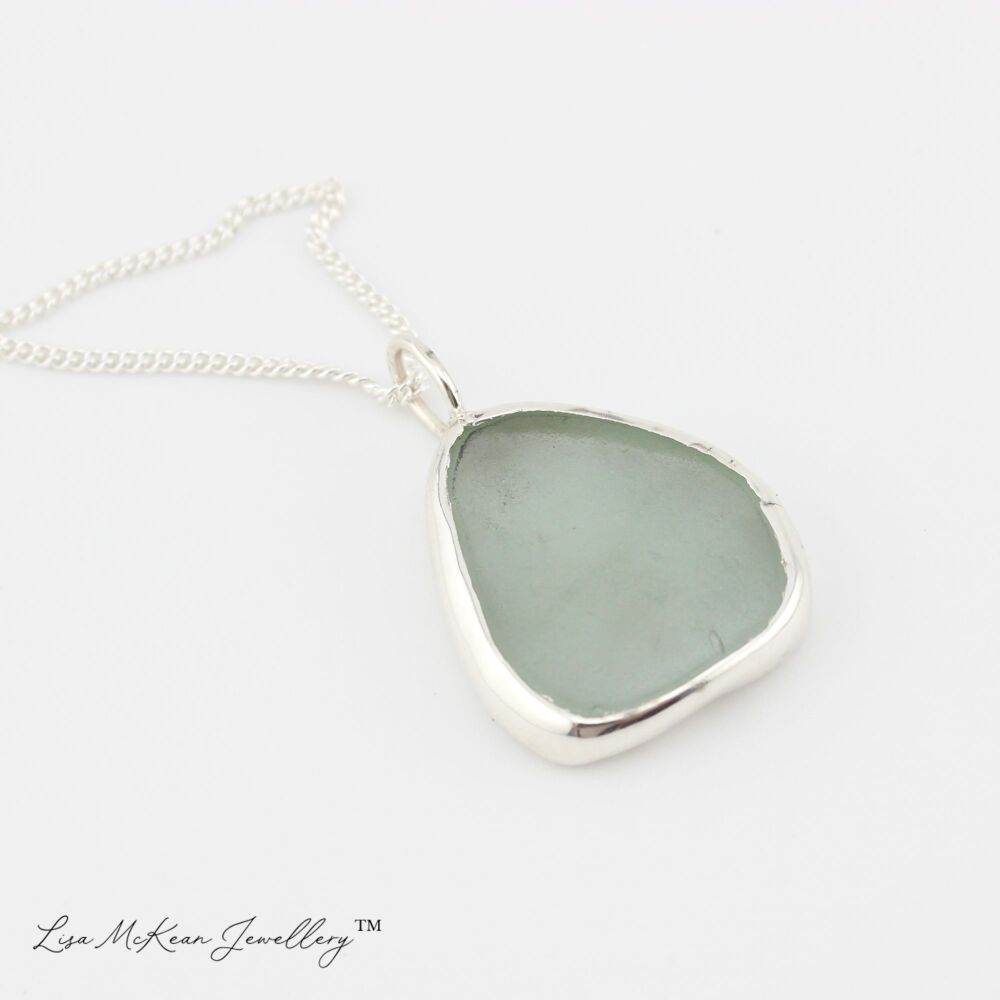 Clear Sea Glass Sterling Silver Pendant - Whitstable Sea Glass Jewellery