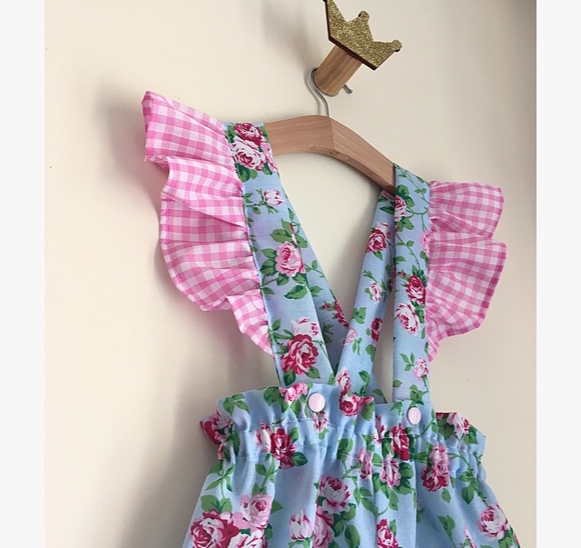 FLUTTER BRACE SKIRT/BLOOMS - BLUE SPRINGS/GINGHAM