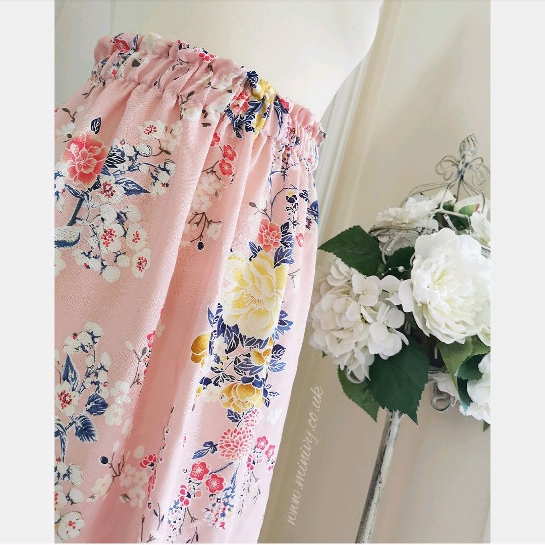 HIGH RUFFLE WAIST SKIRT - CHERRY BLOSSOM