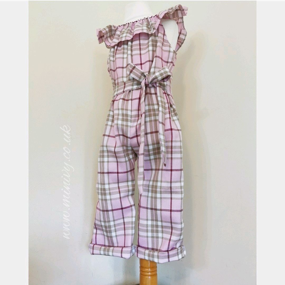 DELILAH JUMPSUIT - PINK BEIGE TARTAN